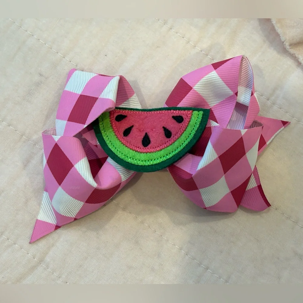 Gingham Watermelon Hair Bow 🍉🎀